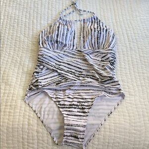 NWOT white/black one piece bathing suit